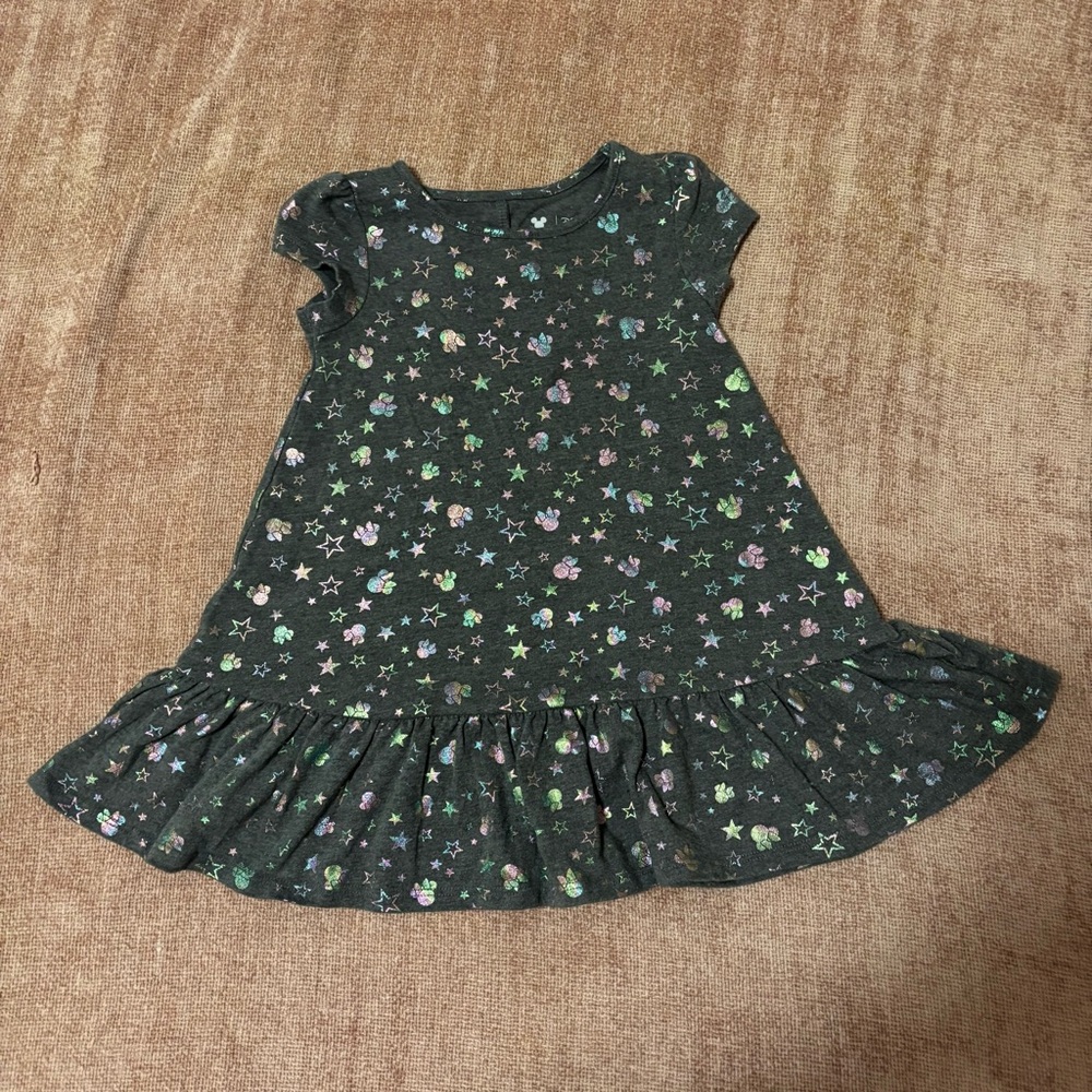 Disney Jumping Beans Knit Dress Iridescent Minnie Mouse and Stars Gray Size 24M